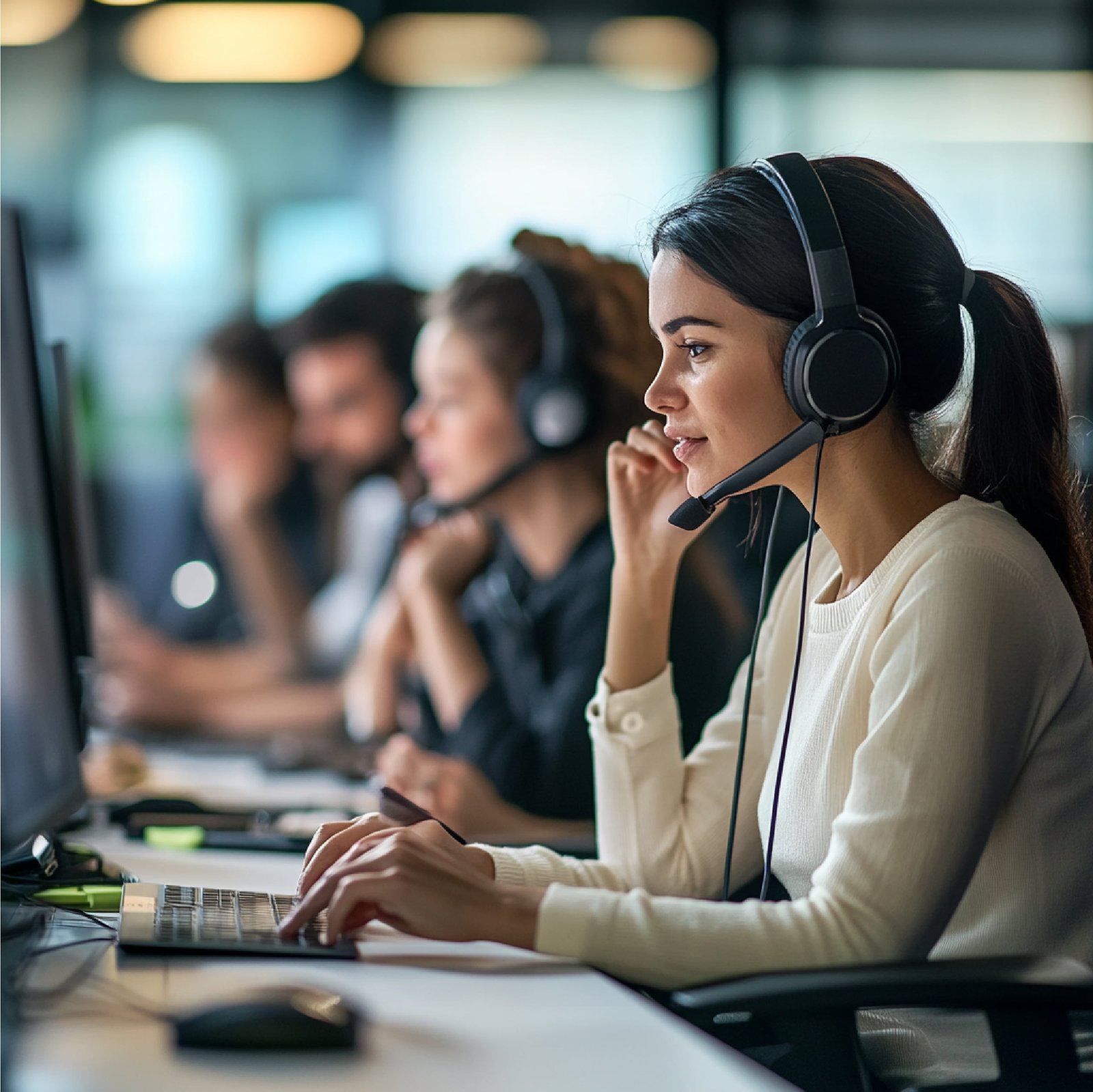 Visual of a team reviewing and addressing customer complaints in a support center